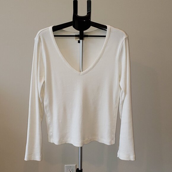 Rib V-Neck Long Sleeve Shirt (Bundle of 2) Brown and White:  Size:  XXL - Picture 2 of 13